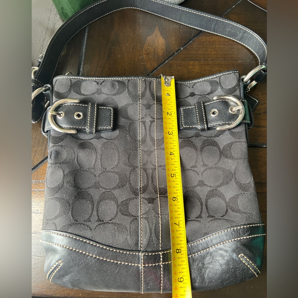 *SOLD* Coach Black Signature Canvas Leather Hobo Bag - Picture 6 of 12